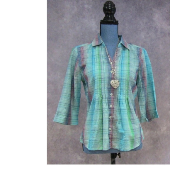 NEW Christopher & Banks Petites Blue Green Pink - Picture 1 of 4
